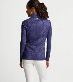 New Peter Millar Geo Raglan-Sleeve Perth Layer Navy