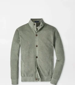Hot Peter Millar Glasgow Button Front Sweater SAGE FOG