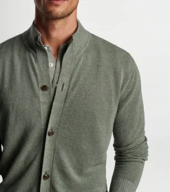 Hot Peter Millar Glasgow Button Front Sweater SAGE FOG