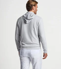 Best Peter Millar Grid Performance Half-Zip Hoodie British Grey