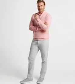 New Peter Millar Harbour Cashmere Linen Quarter Zip British Grey