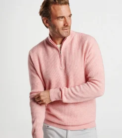 New Peter Millar Harbour Cashmere Linen Quarter Zip British Grey