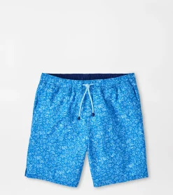 Outlet Peter Millar Henri Botanical Swim Trunk BLUE MACAW