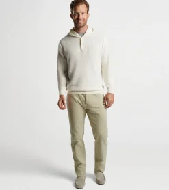 Clearance Peter Millar Hickory Henley Hoodie Sweater Almond