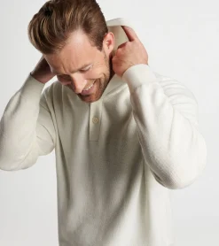 Clearance Peter Millar Hickory Henley Hoodie Sweater Almond
