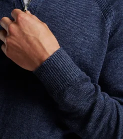 New Peter Millar Holden Quarter-Zip Hoodie Sweater Navy