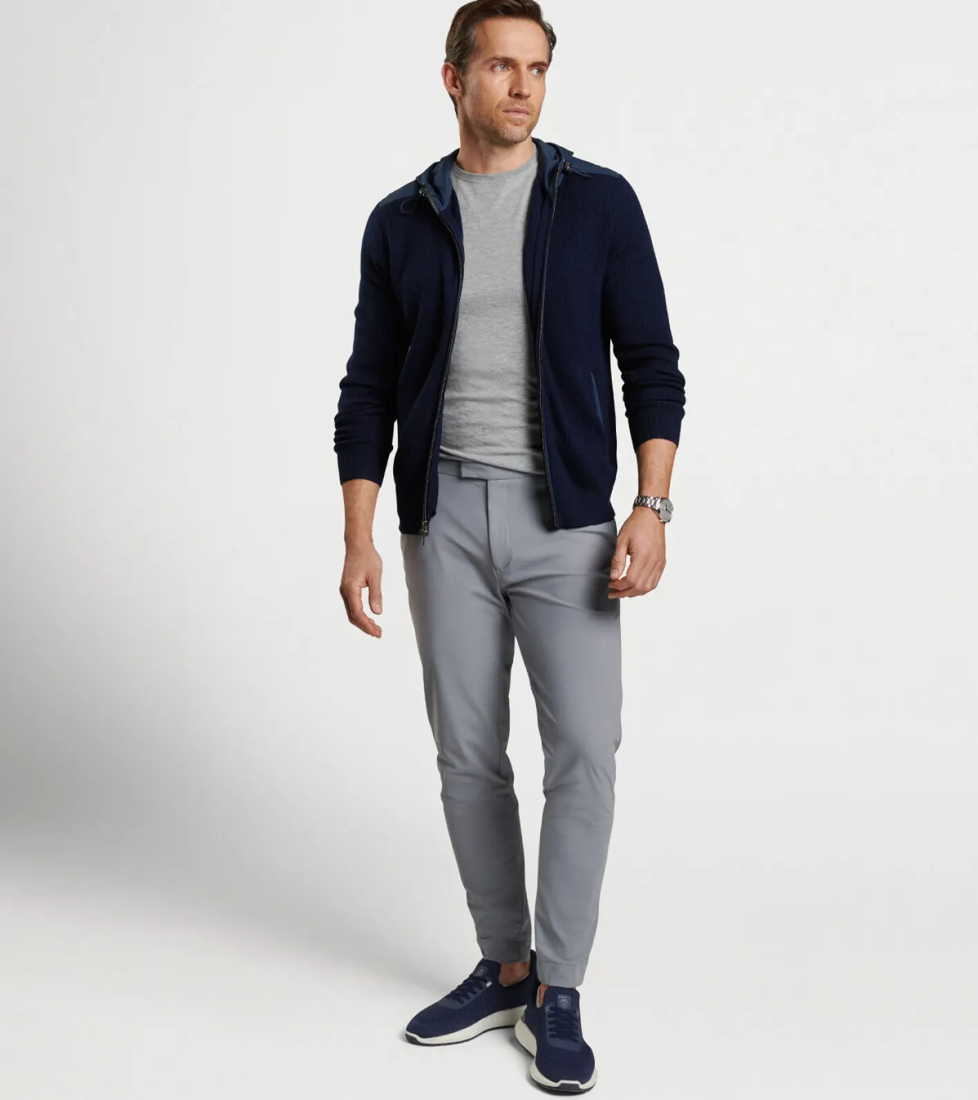 New Peter Millar Holdridge Hybrid Full-Zip Cardigan Navy