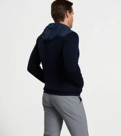 New Peter Millar Holdridge Hybrid Full-Zip Cardigan Navy