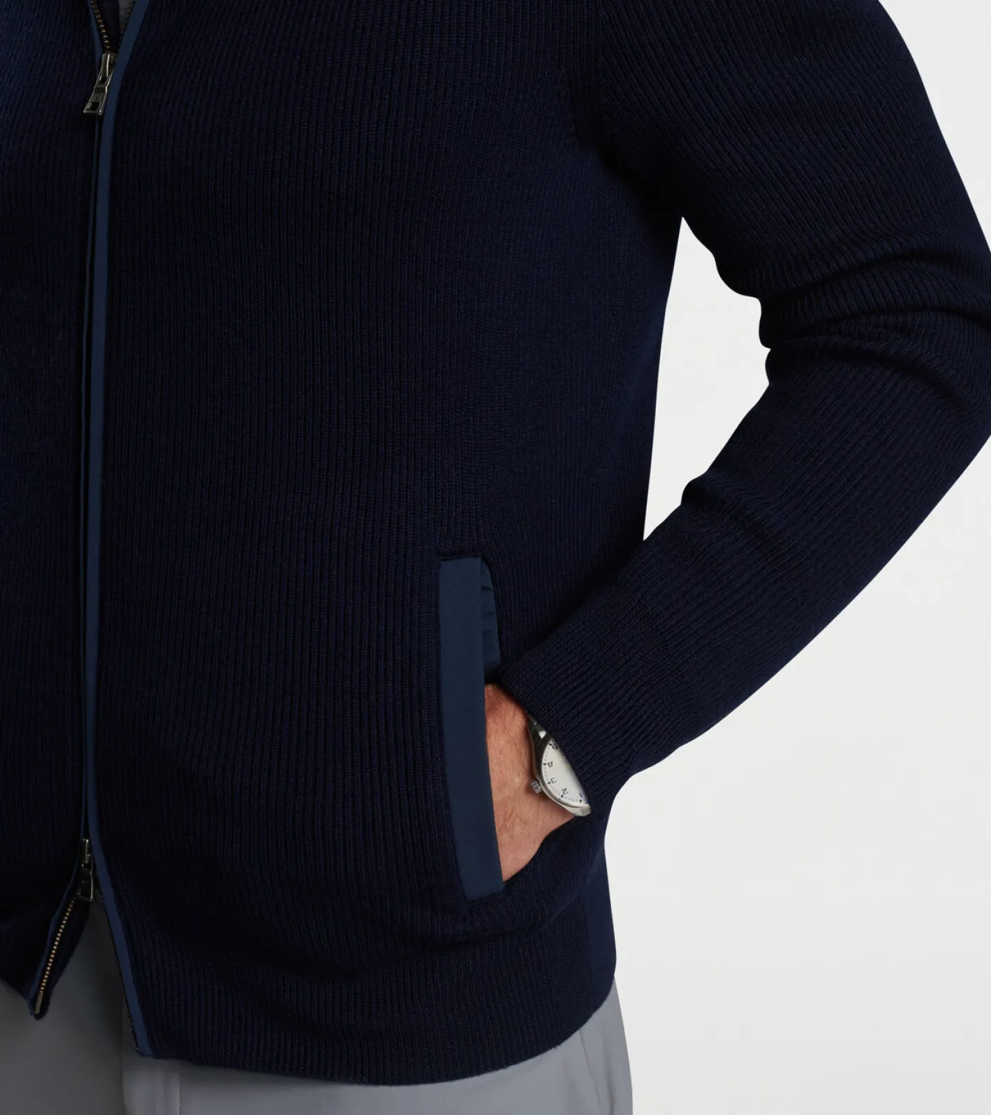 New Peter Millar Holdridge Hybrid Full-Zip Cardigan Navy