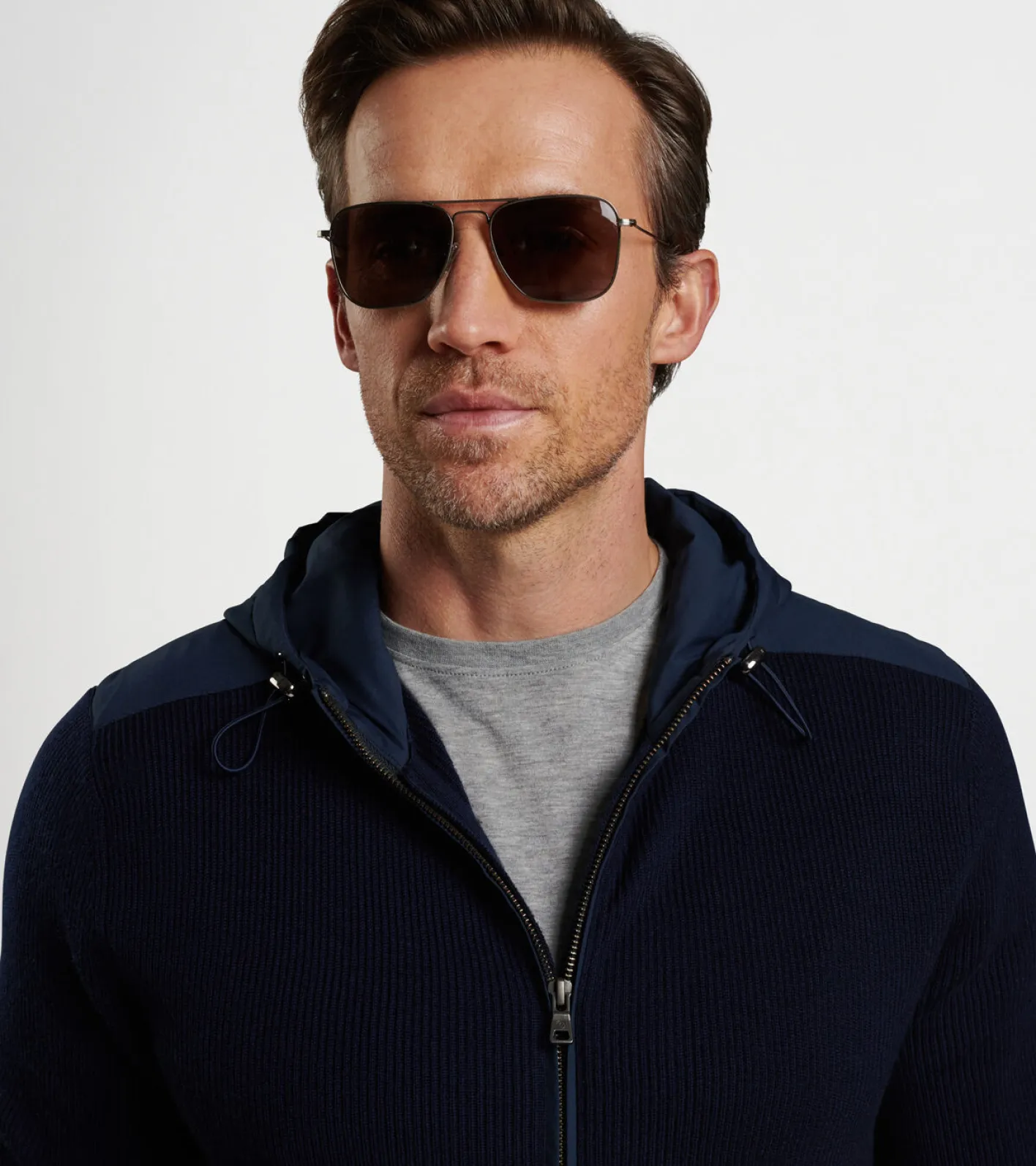 New Peter Millar Holdridge Hybrid Full-Zip Cardigan Navy