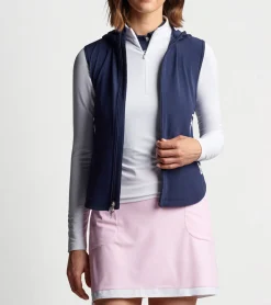 New Peter Millar Jameson Full-Zip Hooded Vest Navy