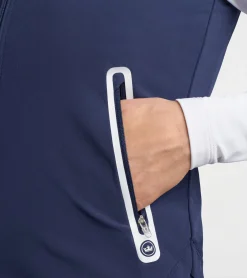 New Peter Millar Jameson Full-Zip Hooded Vest Navy