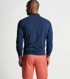 New Peter Millar Lava Wash Long Sleeve Polo Lavender Fog