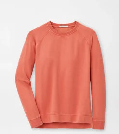 Best Peter Millar Lava Wash Relaxed Fleeceback Crew Cayenne