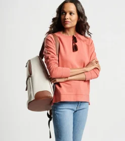 Best Peter Millar Lava Wash Relaxed Fleeceback Crew Cayenne