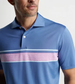 Discount Peter Millar Ledger Performance Jersey Polo BLUE PEARL