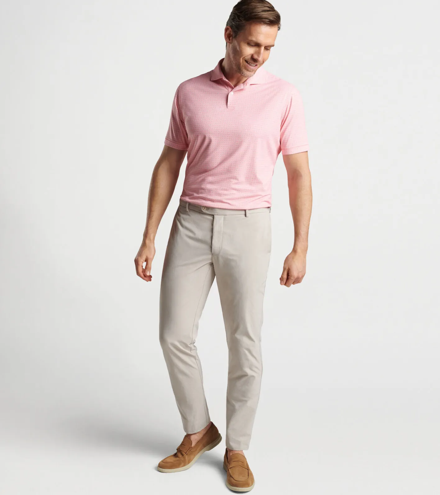 Best Peter Millar Lloyd Dot Geo Performance Jersey Polo PEACH BLOOM