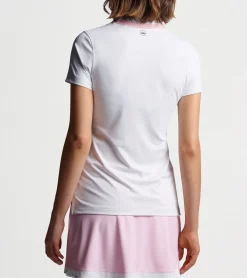 Sale Peter Millar Louise Eyelet Collar Drop-V Polo White