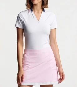 Sale Peter Millar Louise Eyelet Collar Drop-V Polo White