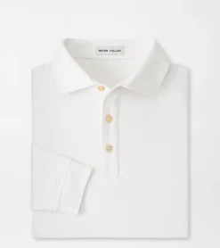 Clearance Peter Millar Lyons Performance Jersey Long-Sleeve Polo White