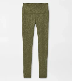 New Peter Millar Nova Performance Embossed 7/8 Legging Dark Military