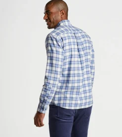 New Peter Millar Oakhurst Cotton Sport Shirt Winter Ivory