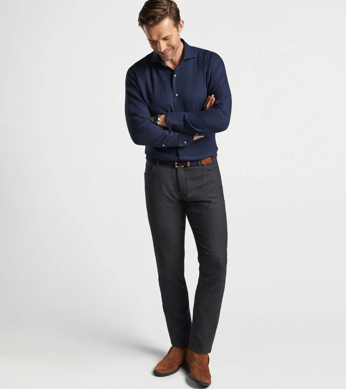 Sale Peter Millar Ofanto Cotton Cashmere Sport Shirt Navy