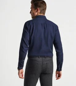 Sale Peter Millar Ofanto Cotton Cashmere Sport Shirt Navy