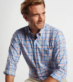 Outlet Peter Millar Orin Cotton-Stretch Sport Shirt PARADISE ORANGE