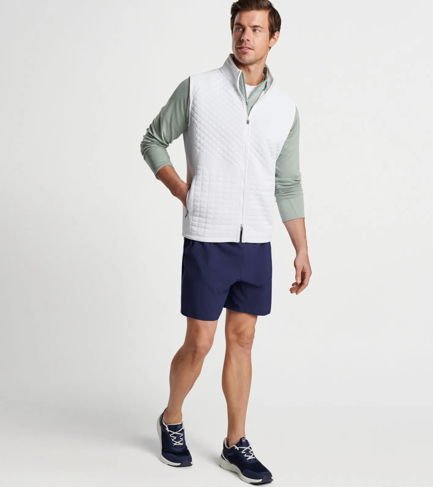 New Peter Millar Orion Performance Quilted Vest Navy