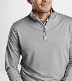 Discount Peter Millar Perth M&eacute;lange Performance Quarter-Zip Gale Grey