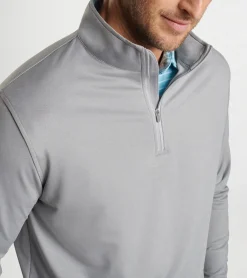 Discount Peter Millar Perth M&eacute;lange Performance Quarter-Zip Gale Grey