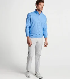 New Peter Millar Perth Shadow Stripe Floral Performance Quarter-Zip Bonnet