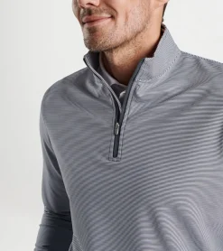 Discount Peter Millar Perth Sugar Stripe Performance Quarter-Zip Cottage Blue/White