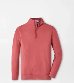 Clearance Peter Millar Perth Youth Oval Stitch Performance Quarter-Zip Cape Red