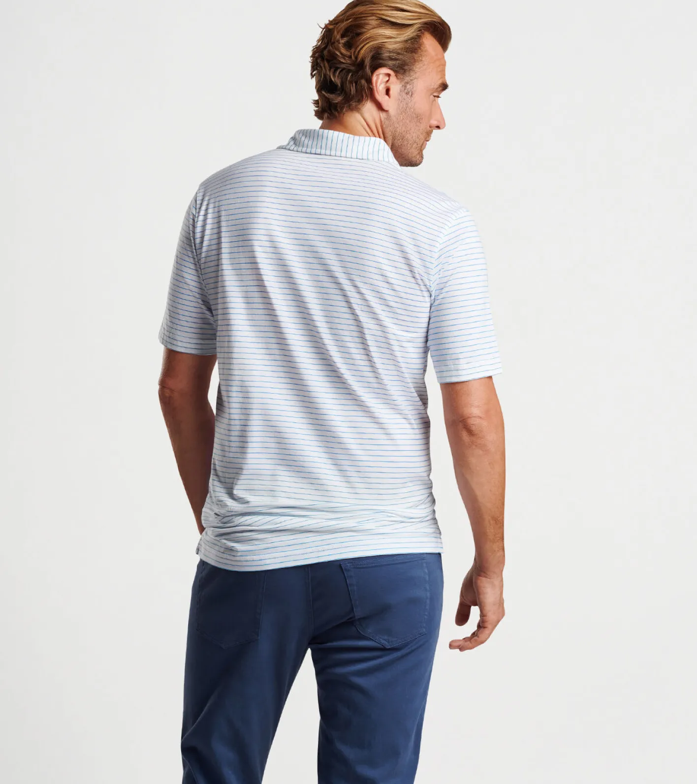 Sale Peter Millar Pilot Mill Cedar Stripe Short-Sleeve Polo Cape Blue