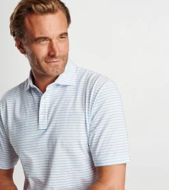 Sale Peter Millar Pilot Mill Cedar Stripe Short-Sleeve Polo Cape Blue