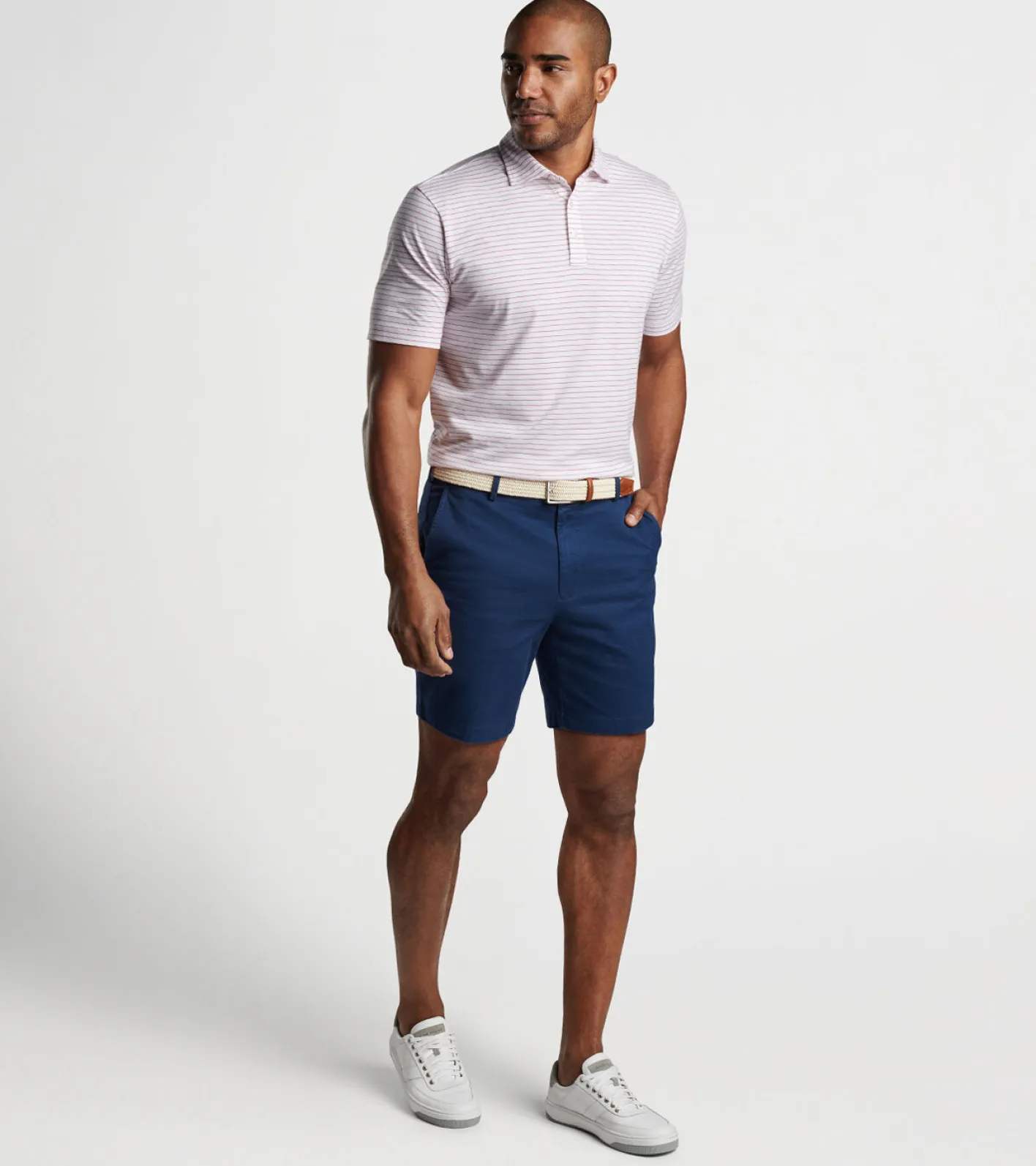 Best Peter Millar Pilot Mill Cedar Stripe Short-Sleeve Polo White