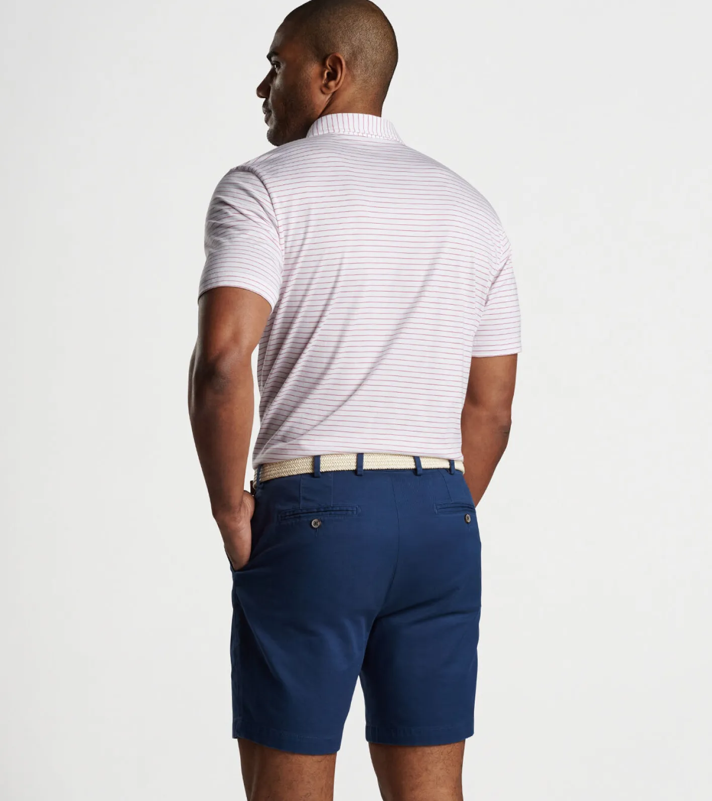Best Peter Millar Pilot Mill Cedar Stripe Short-Sleeve Polo White