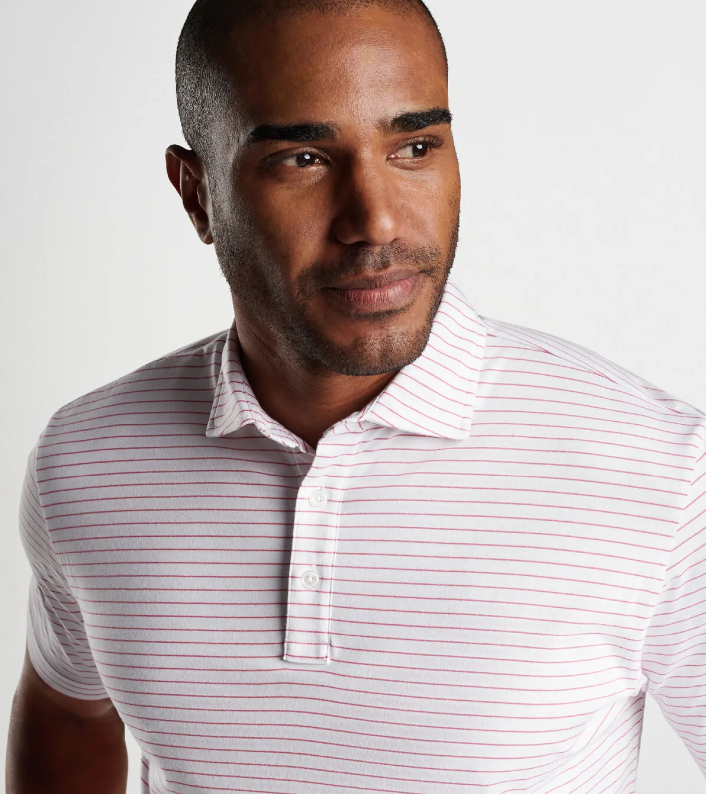 Best Peter Millar Pilot Mill Cedar Stripe Short-Sleeve Polo White