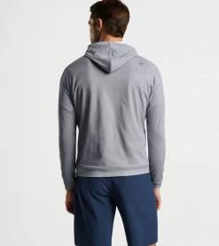 Fashion Peter Millar Pine Logo Camo Performance Hoodie Gale Grey
