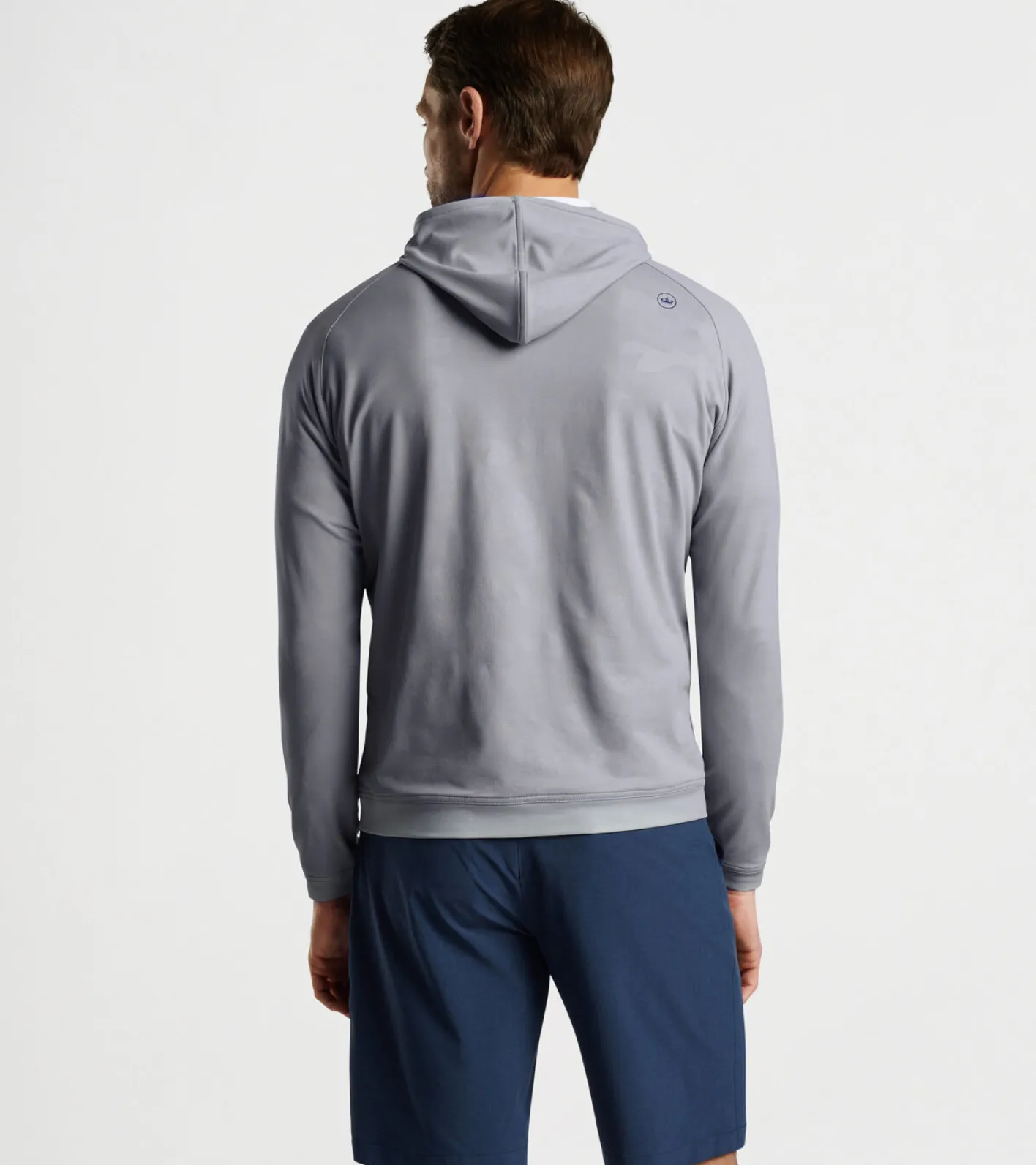 Fashion Peter Millar Pine Logo Camo Performance Hoodie Gale Grey