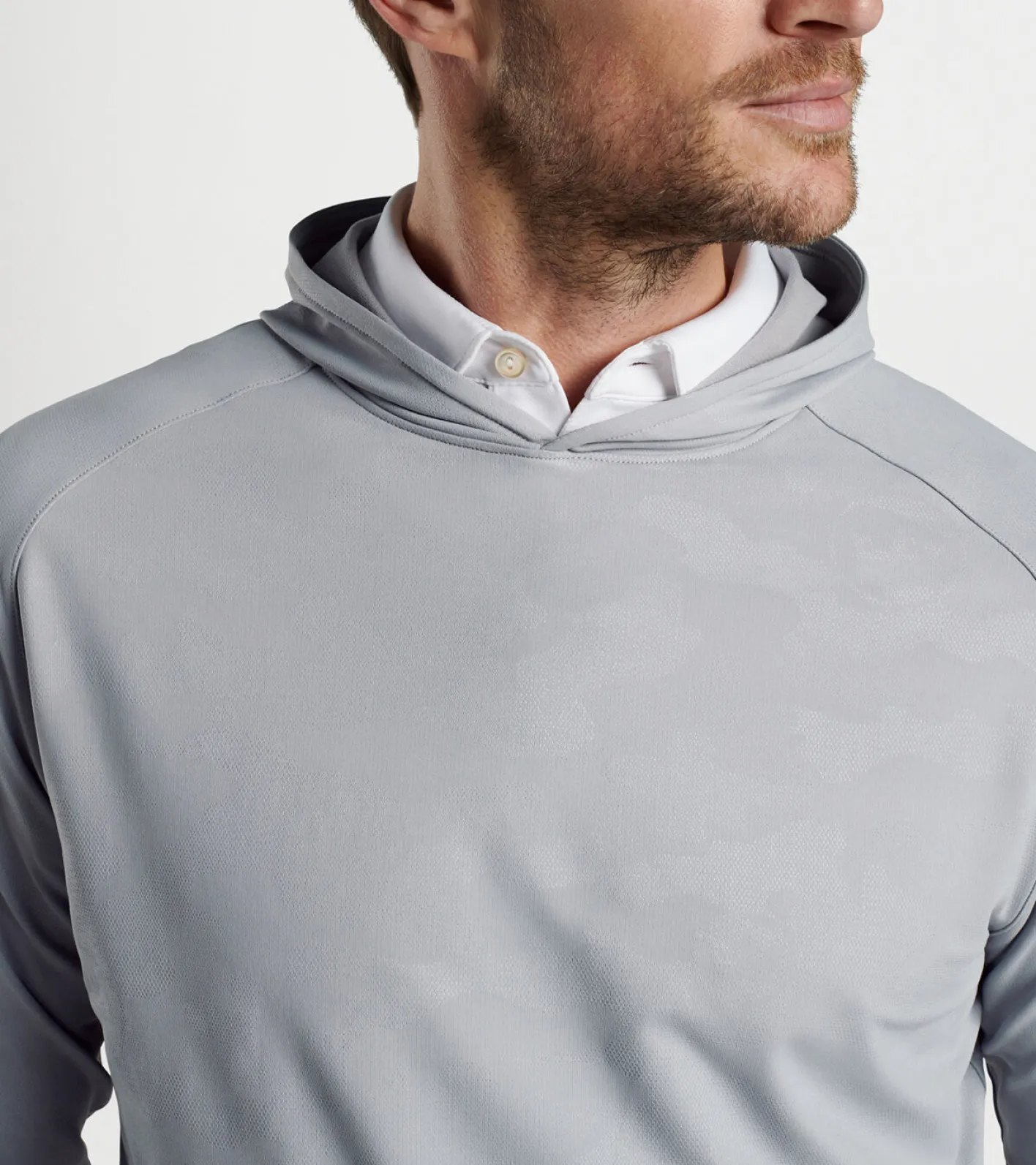 Fashion Peter Millar Pine Logo Camo Performance Hoodie Gale Grey