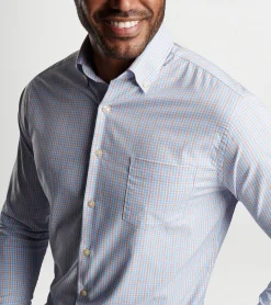Sale Peter Millar Polk Performance Twill Sport Shirt Cottage Blue