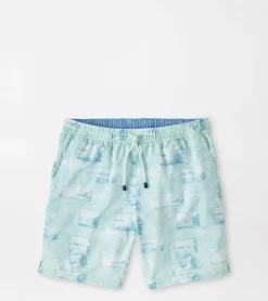 Sale Peter Millar Postcards From Italy Swim Trunk CAPRI BREEZE