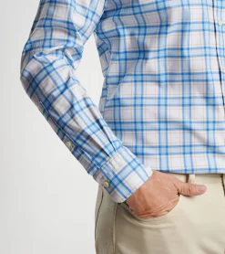 Hot Peter Millar Rex Cotton-Stretch Sport Shirt Cottage Blue