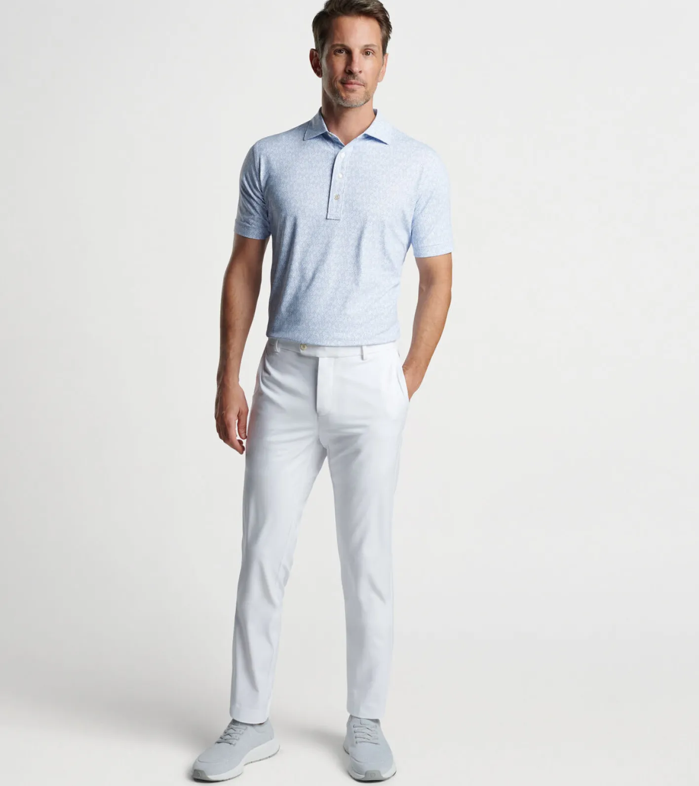 Clearance Peter Millar Rhythm Performance Jersey Polo WHITE/BLUE PEARL