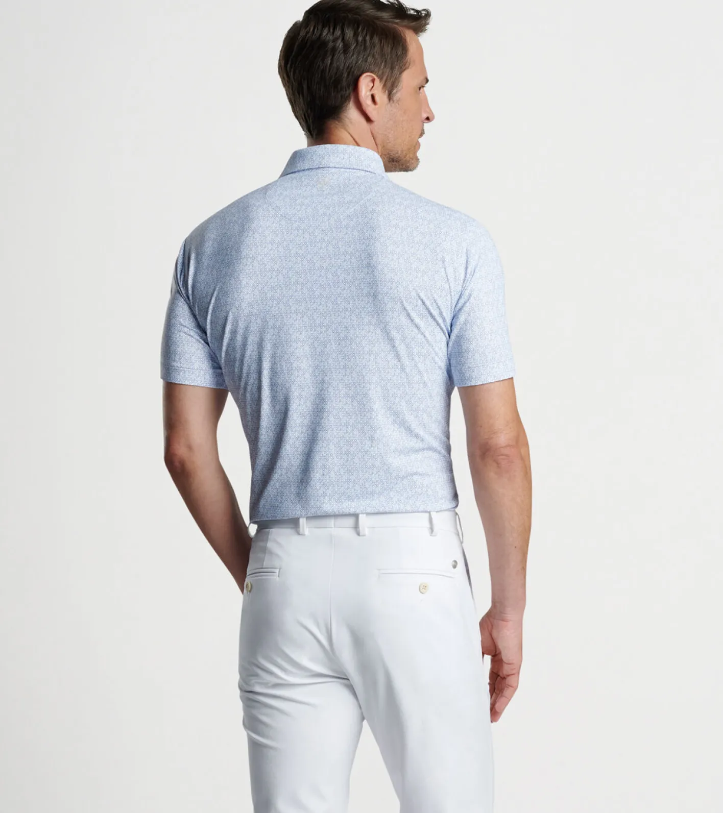 Clearance Peter Millar Rhythm Performance Jersey Polo WHITE/BLUE PEARL