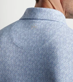 Clearance Peter Millar Rhythm Performance Jersey Polo WHITE/BLUE PEARL