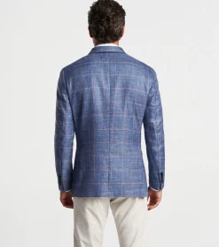 Sale Peter Millar Roseville Windowpane Soft Jacket BLUE PEARL